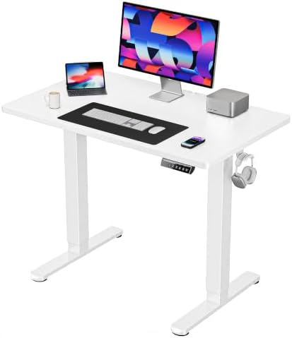 HUANUO 40x24 Inch Electric Standing Desk, Height Adjustable, White by HUANUO