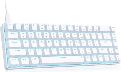 DIERYA T68SE 60% Gaming Mechanical Keyboard,Ultra Compact Mini 68 Key with Blue Switches Wired Keyboard,Anti-Ghosting Keys, for Windows Laptops and PC Gamers,White by DIERYA