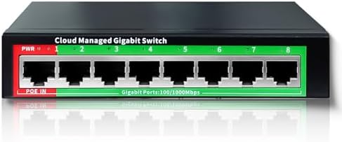 STEAMEMO 8-Port Gigabit Ethernet Switch | Smart Managed with VLAN & QoS | Plug & Play Desktop/Wall-Mount Network Hub w/ PoE in Design | Metal Housing & Web Managed(Includes Power Adapter) by STEAMEMO