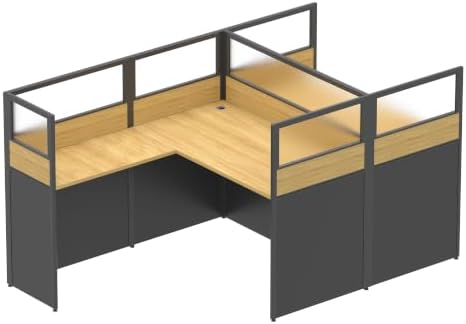Nykto Office CubicleDesk with Mute Privacy Panels (A2 Person-F, Walnut) - Image 2
