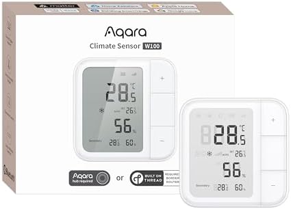 Aqara Thread/Zigbee Smart Climate Sensor W100, Wireless Remote HVAC Control by Aqara