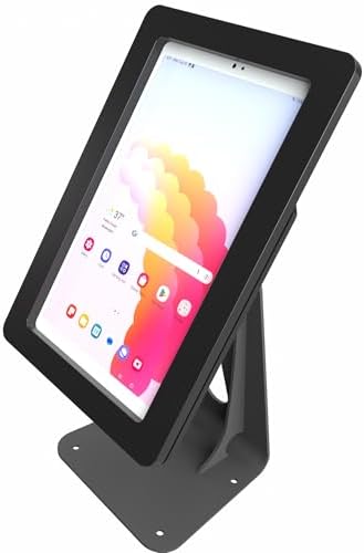 Anti-Theft Acrylic Case with 360 Rotate 180 Swivel Metal Desktop Stand & 90-Degree USB C Cable for Samsung Galaxy TAB A9 A11 8.7" Tablet (Black) - Image 3