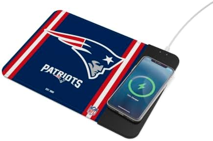 SOAR NFL Official Established Primary Logo Wordmark Home Office Wireless Charging Mouse Pad Mat 11.8" x 8.6" (New England Patriots) by SOAR