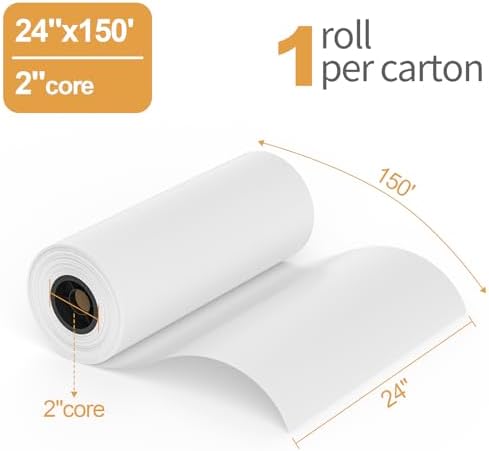 Wide Format Paper 24” x 150', 1 Roll Plotter Paper 20lb, CAD Bond Rolls on 2" Core for CAD Drawings, Projects, Drawing, and Making Posters - Image 2