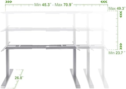 Fromann Dual Motor Standing Desk Frame 3 Tier Legs Sit Stand up Electric Height Adjustable Desk Base for Home and Office (Grey) - Image 3