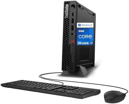 Lenovo ThinkStation P3 Tiny Desktop Computer, 20-core Intel Core i7-14700 vPro, 32GB DDR5, 1TB SSD, Display Port + HDMI, WiFi 6, RJ-45, USB-C, Wired Keyboard & Mouse, Windows 11 Pro by LENOVO