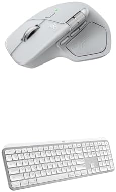 Logitech MX Master 4 for Mac Ergonomic Wireless Bluetooth Mouse with Haptic Feedback + MX Keys S for Mac Wireless Bluetooth Keyboard with Backlit Low Profile Keys - USB-C, MacOS, iPad OS-White Silver by Logitech
