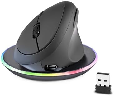 Perixx PERIMICE-719RX Wireless 2.4G Rechargeable Ergonomic Mouse - Duo Wired and Cordless Charging Feature - Wireless Charger Included - Black by PerixxComputerGmbH