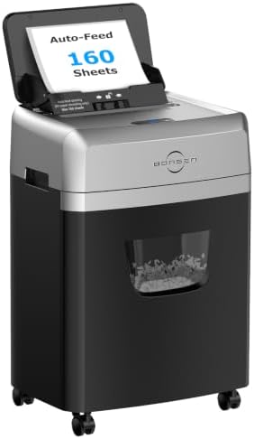 BONSEN 160-Sheet Autofeed Micro-Cut Heavy Duty Paper Shredder for Office by BONSEN