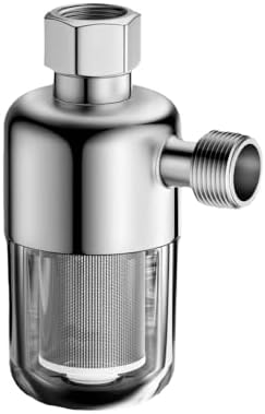 Washing Machine Water Filter, 40 Micron Reusable Brass Sediment Filter with Stainless Steel Washable Core & Transparent Housing for Household Water Appliances by Unknown