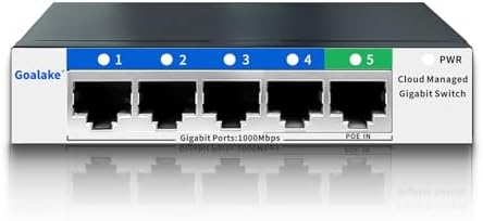 5 Port Gigabit Switch, Easy Smart Managed Ethernet Switch, Network Hub, Ethernet Splitter, Plug & Play, Fanless Metal Design, VLAN, Qos, Support PoE Powered, Desktop or Wall Mount by Goalake