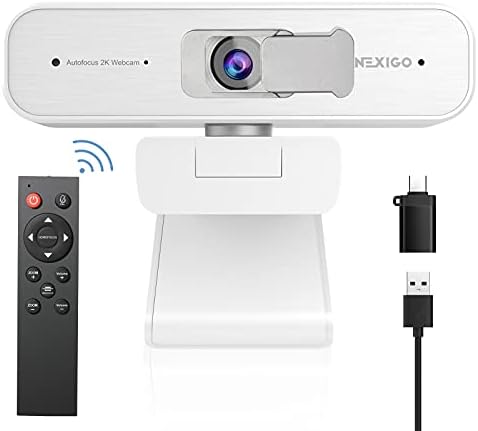 Zoom Certified, NexiGo N940P (Gen 2) 2K Zoomable Webcam with Remote| Sony_Starvis Sensor | 3X Zoom in and Out| Dual Stereo Microphone, for Zoom/Skype/Teams/Webex (White) by NexiGo