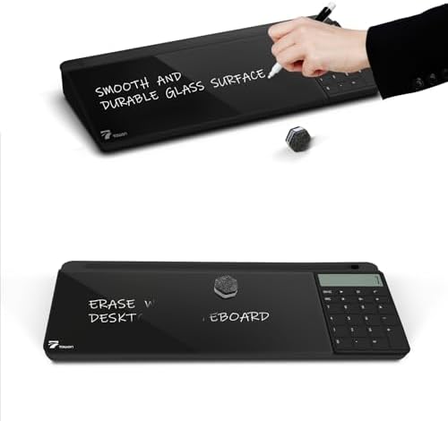 TOWON Glass Desk Whiteboard with Calculator 17x6 in, Desk Organizer, Black - Image 5