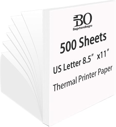 500 Sheets Single Thermal Paper 8.5 x 11 for Thermal Printers, BPA-Free by Bagvhandbagro