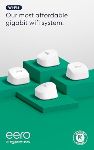 Amazon eero 6+ mesh wifi system - Supports internet plans up to a Gigabit, Coverage up to 6,000 sq. ft., Connect 75+ devices, 4-pack by Unknown