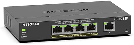 NETGEAR 5 Port PoE Gigabit Ethernet Easy Smart Managed Switch (GS305EP) by NETGEAR