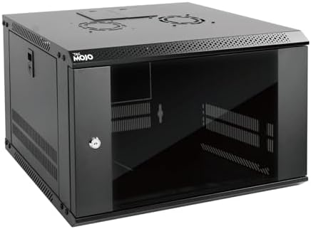 Tecmojo 6U Wall Mount Server Cabinet IT Network Rack Enclosure Lockable Door and Side Panels Black, Cooling Fan, Standard Glass Door, 450mm Depth, for 19” IT Equipment, A/V Devices by Tecmojo