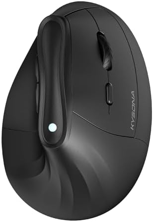 KYSONA Ergonomic Mouse Wireless, Bluetooth Vertical Mouse, 5-Level Adjustable DPI, 2.4G Silent Switch Mice for Windows, MacOS, IPadOS, Laptop, PC, Black by KYSONA