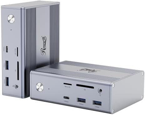 Rosewill 14-in-1 USB C Laptop Docking Station, 100W PD Charging, 4K@60Hz Display, Triple 4K Display HDMI,10Gbps Transfer & Ethernet, Mac, Android, Windows/Dell/HP/Lenovo/Asus/Acer/ (Include Charger) by RosewillInc