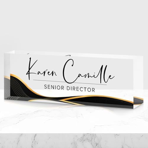 Custom Office Name Plate for Desk - Name Plate Personalized Gifts for Coworkers, Boss, Teacher, Social Worker - Acrylic Office Desk Decor for Women Men - Employee Appreciation Gifts (gold black) by EveryBaositycraftsgiftisone-of-a-kind%E2%80%94exclusivelycraftedforyou