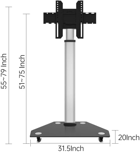 JAV Smart Board Portable Stand for 43-55 Inch, Interactive Whiteboard Stand with Four Lockable Wheels, Height Adjustable Mobile Cart for Office Classroom - Image 3