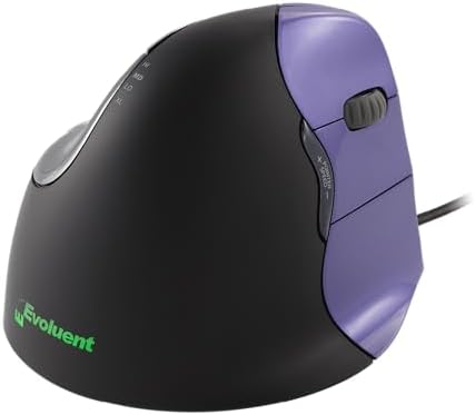 Evoluent – Inventor of The Vertical Mouse – VM4S Ergonomic Vertical Mouse Right Hand Small Wired USB, Sculpted for Comfort, Reduces Wrist Strain, 4 Speeds, 6 Customizable Buttons in Windows by Evoluent