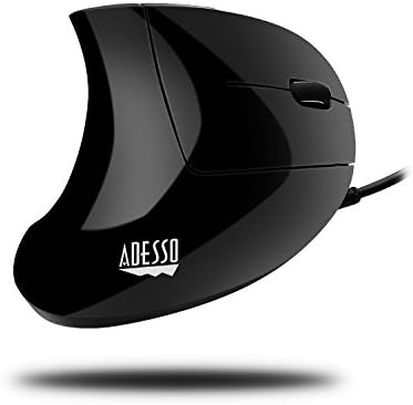 Adesso Wired Vertical Ergonomic Illuminated Optical USB Mouse, Black - Image 3