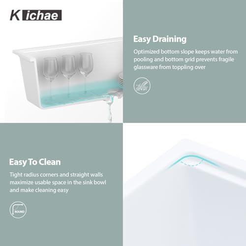 Kichae 28 x 19 Undermount Kitchen Sink White Granite Composite Workstation - Image 5