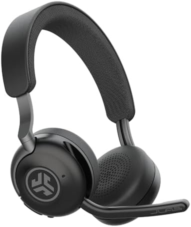 JLab Epic Work ANC Wireless on-Ear Headset with Microphone, smart Noise Cancellation, multipoint Connect, Charging hub, Black by JLab