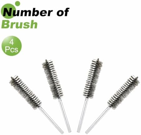HARFINGTON 4pcs Wire Bore Brush 8 x 1-1/8" 5/16 Inch Shank Stainless Steel Bristles Cleaning Brush for Clean Car Part Tube Kitchen Garage - Image 3