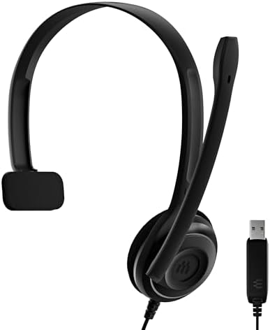 EPOS PC 7 USB Wired Headset – Lightweight Noise-Cancelling Boom Mic, Wideband Audio, Plug-and-Play USB-A, Crystal-Clear Calls for Skype, Zoom & Teams – Compatible with Windows, macOS, Chromeboo, Black by EPOSGaming