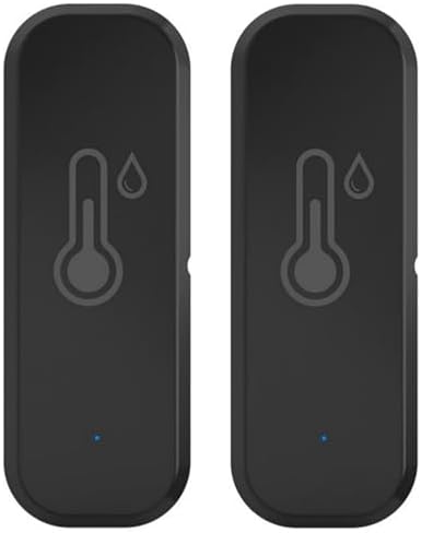 WiFi Temperature and Humidity Sensor,Compatible with Alexa and Google Home,No Hub Required,for Home,Baby Rooms,Greenhouses Accessories,Garages Black 2Pack(No Include Battery) by Unknown