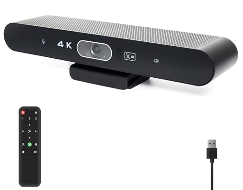 Conference Room Camera, 4K AI Conference Webcam with Microphone and Speaker by PolaTab