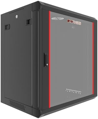 Sysracks 12U Wall Rack Mount Server 18" Deep Network Cabinet, Server Rack with Fan, Removable Side Panels, Locking Glass Door 19" Computer Cabinet Enclosure Network Rack Case SRE 12.450 by SYSRACKS