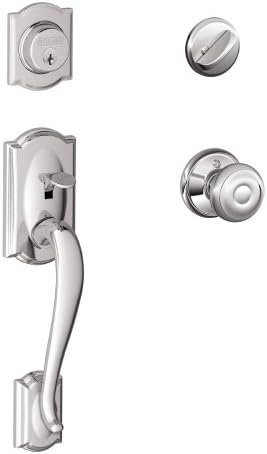 SCHLAGE Camelot Single Cylinder Handleset and Georgian Knob, Bright Chrome (F60 CAM 625 GEO) by Unknown
