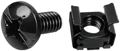 Tecmojo Rack Mount Screws 25 Pack - M6 Cage Nuts and M6 Screws, for Network Racks, Enclosures and Server Cabinets, Square Hole Installation by Tecmojo