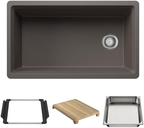 BLANCO Inteos SILGRANIT 33" Single Bowl Workstation Kitchen Sink Gray by BLANCO