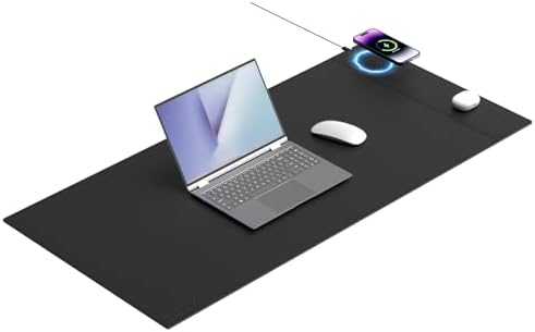 Wireless Charging Desk Pad, 15W Fast Charge, 35.4"x16.9" (Right) by Hi-HONX