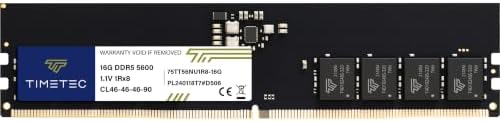 Timetec 16GB DDR5 5600MHz PC5-44800 Unbuffered Non-ECC 1.1V CL46 1Rx8 Sinlge Rank 288 Pin UDIMM Desktop Memory RAM Module Upgrade by Timetec