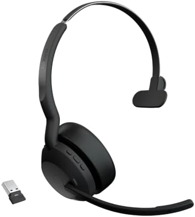Jabra Evolve2 55 Mono Wireless Headset - Features AirComfort Technology, Noise-Cancelling Mics & Active Noise Cancellation - Works with UC Platforms Such as Zoom & Google Meet - Black by Jabra