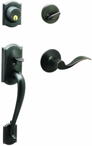 SCHLAGE Front Door Entry Handleset, Accent Lever, Aged Bronze by Unknown