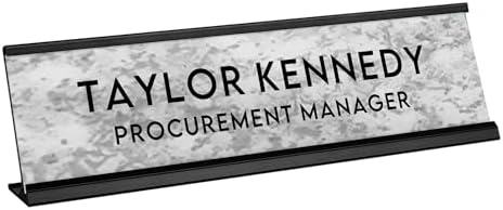 Custom Engraved Desk Plate | Personalized with your Name and Title | Perfect Decor for Office, Business, or Home | Multiple Font and Color Options | 2x8" or 2x10" (Marble w/Black Letters, 2x8") by 904Custom