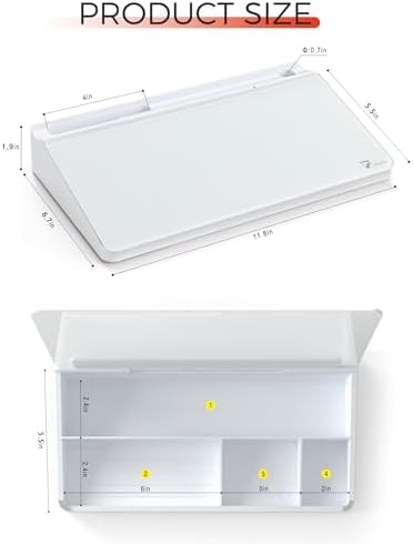 TOWON Compact Glass Desktop Whiteboard with Storage 12x7 in, White - Image 6