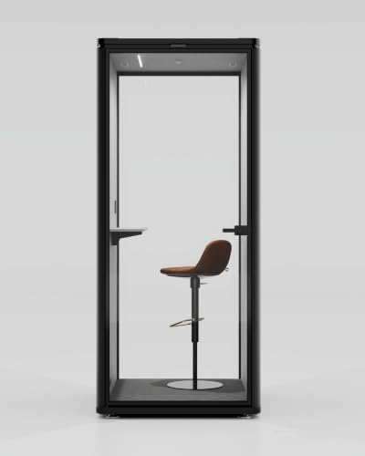 Uncaged Ergonomics Small Office Pod, 1-Person Acoustic Office Phone Booth with Ventilation, LED Lighting and Power, Black by UncagedErgonomics