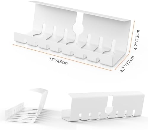 Syeeiex Under Desk Cable Management, Cord Organizer, White, 17inch, 2 Set - Image 4
