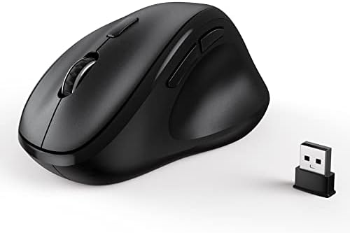 Ergonomic Wireless Mouse with USB Receiver for PC Computer, Laptop and Desktop, Ergo Mouse Vertical with Silent Clicks Long Battery Life, Up to 1600 DPI & 1 AA Battery Powered, Black by Unknown