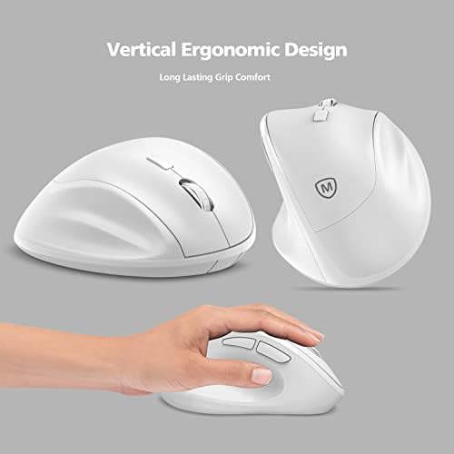 Ergonomic Wireless Mouse 2025 New Updated Smaller with USB-A Receiver for PC Computer, Laptop and Desktop, Ergo Mouse Vertical with Silent Clicks Long Battery Life, Up to 1600 DPI, White - Image 3