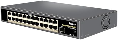 25-Port Full Gigabit Smart Managed Ethernet Switch-24 Ethernet Ports & 1 SFP Port, Web & APP Managed, VLAN/QoS/IGMP/LAG/TELNET/CLI Supported, Home Office Network Hub, Metal Plug & Play by ProfessionalNetworkSwitchManufacturer