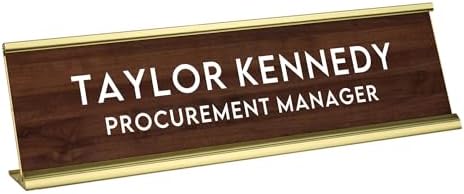 Custom Engraved Desk Plate | Personalized with your Name and Title | Perfect Decor for Office, Business, or Home | Multiple Font and Color Options | 2x8" or 2x10" (Walnut w/White Letters, 2x8") by 904Custom