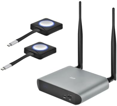 Monoprice One-Click USB-C Wireless Presenter 4K Conference Presentation System - Screen Mirroring, Instant Meeting Launch, Includes 2 Transmitters, Works with Windows, Mac, iOS, Android, and Miracast by Monoprice